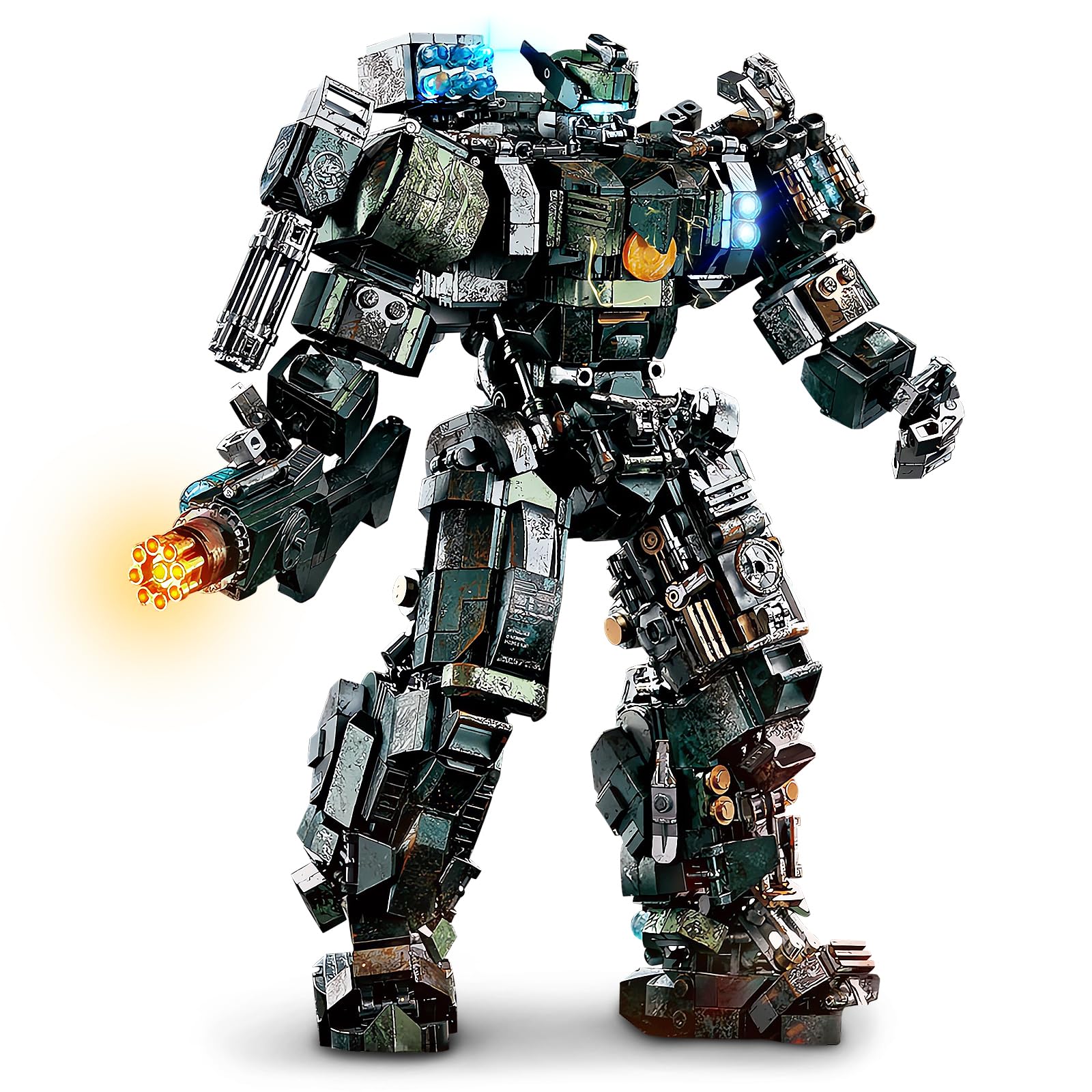 HIGH GODO Mech Building Blocks Set for Adults, Motorized Robot Model Building Kit with Multiple Weapons, Battle Damage Style Warrior Collectible Gifts for Man Ages 14+ (1403 Pieces)