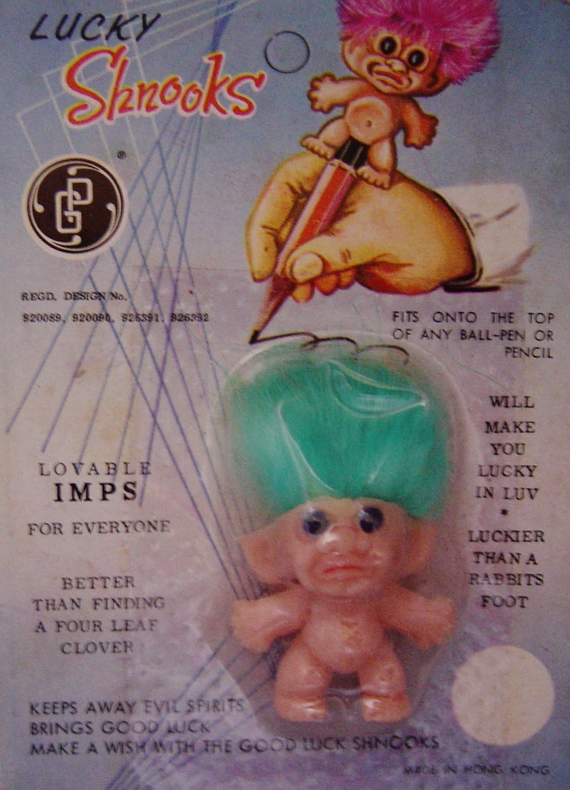 Lucky ShnooksLucky Shnooks Pencil Top 1 1/4" Vintage - Rare - New on Card - Beige & Green