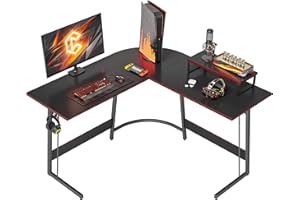 BANTI L Shaped Gaming Computer Office Desk, 47" Corner Desk with Monitor Stand for Home Office Study Writing Workstation, Black