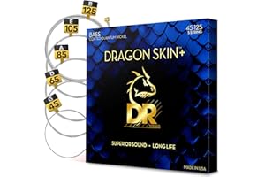 DR Strings Bass Guitar Strings | DRAGON SKIN+ Coated Quantum Nickel | DBQ5-45 | Superior Sound with Comfortable Feel & Long Life | 5 String Medium 45-125 (DBQ5-45)