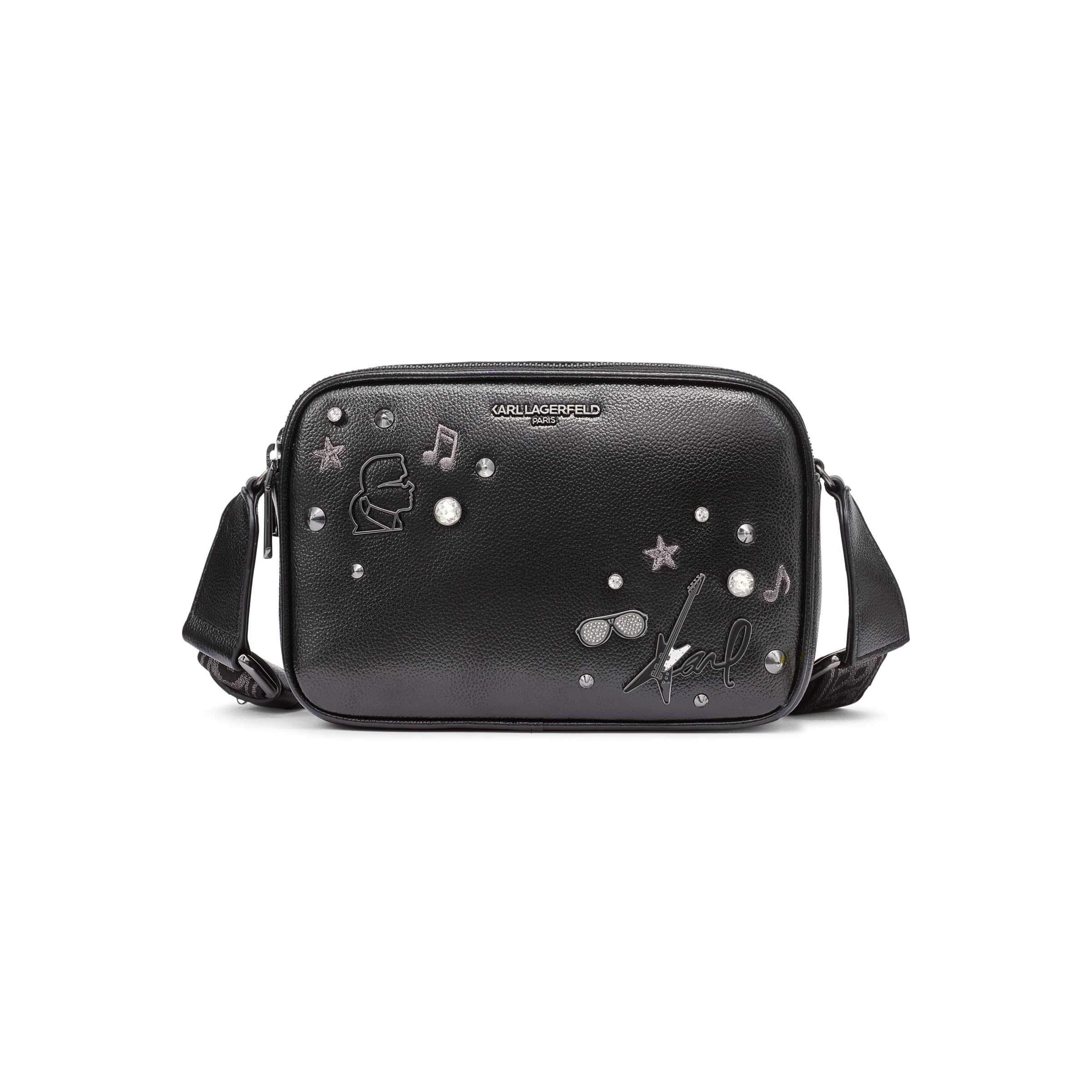 Karl Lagerfeld Paris Maybelle Pin Crossbody, Black/Dark Gunmetal