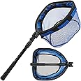 SAN LIKE Floating Fishing Net Collapsible Fishing Nets for Fish Fishing Landing Net with Telescopic Pole Rubber Coated Landing Net for Freshwater Saltwater Foldable Release Salmon Catfish Bass Trout
