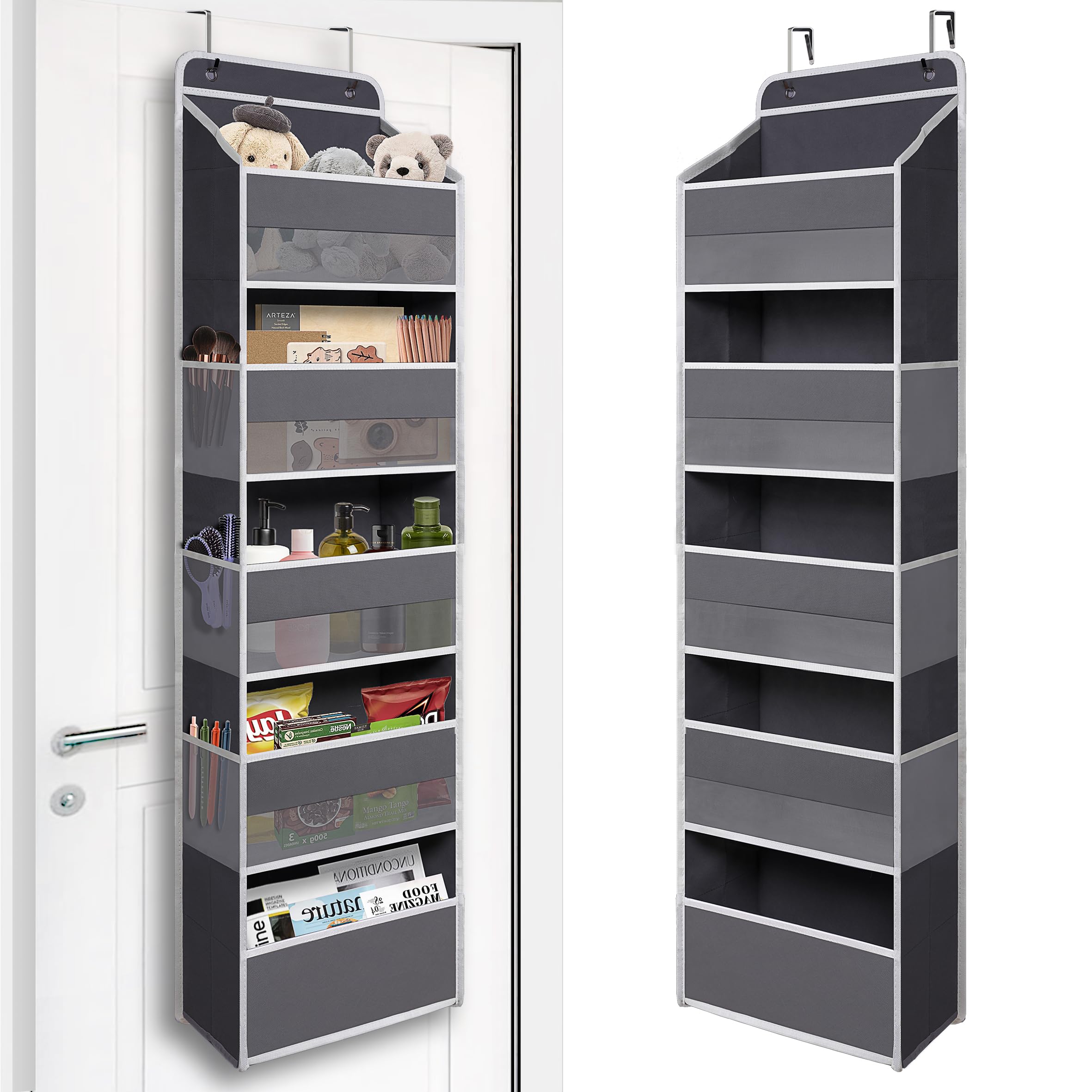 Photo 1 of TYMENSH Over Door Organizer with 5 Large Pockets, Heavy Duty Hanging Organizer Storage, Closet Bathroom Nursery Bedroom Dorm, Toys Cosmetics Sundries and Baby Essentials, Gray
