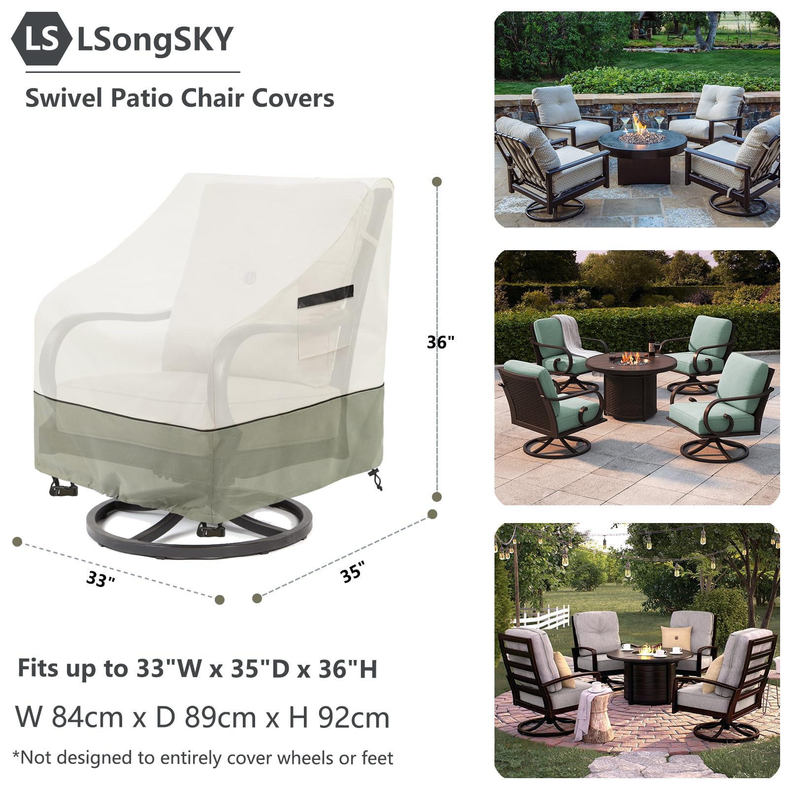 Condition photo showing As Is for lsongsky patio swivel chair cover 4 pack,waterproof heavy duty outdoor chair covers,outdoor swivel c