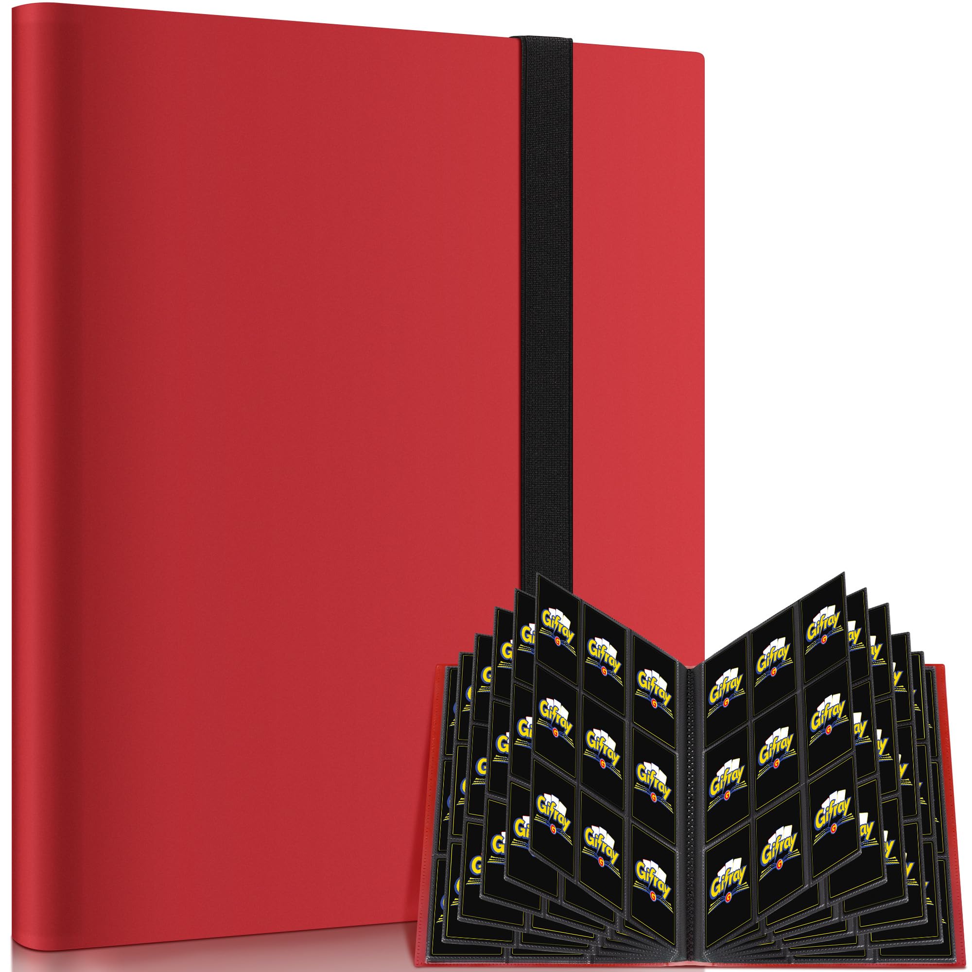 Gifray 9-Pocket Side-Loading Trading Card Binder – Red – Holds 540 Cards, Album for Trading Card Games, Sports & Gaming, Birthday Gift
