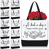 SilTriangle 10 Pcs Valentine's Day Book Lovers Club Tote Gifts Bags Bulk Reusable Valentine's Canvas Book Tote Bag Bookish Librarian Reader Gifts for Women(Cute)