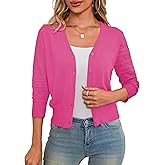LIENRIDY Women's 3/4 Sleeve Cropped Cardigan Sweaters Button Down Bolero Shrugs for Dresses, S-XL