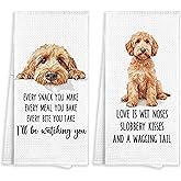 Fewgb Goldendoodle Kitchen Towel Gifts for Dog Lovers Decorative Set of 2, Golden Doodle Dish Towels Tea Towels Dishcloths, Doodle Microfiber Waffle Weave Hand Towel for Kitchen Bathroom Decor 16x24