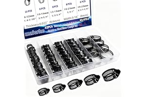maierke 42PCS Black Stainless Steel Hose Clamps Assortment Kit,Metal Adjustable 1/4''–1-1/8''(6-29mm) Worm Gear Hose Clamp Small Hose Clamps for Automotive,Radiator Pipe,Plumbing,Fuel Line