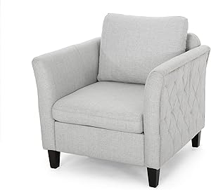 Christopher Knight Home Betty Traditional Fabric Club Chair, Light Gray, Slate, Dark Brown