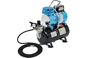 Master Airbrush 1/5 HP Cool Runner II Dual Fan Tank Air Compressor Kit Model TC-326T - Professional Single-Piston with 2 Cooling Fans, Runs Longer Without Overheating - Regulator Water Trap, Holder