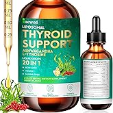 Thyroid Support Complex Liquid Drops for Women &amp; Men - High Potency Iodine, Zinc, Selenium &amp; Ashwagandha for Cortisol &amp; Stress Relief - Natural Metabolism &amp; Energy Booster - 2 oz (60ml)