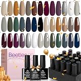 Beetles Autumn Gel Polish Kit Industrial Wave 23 Pcs Brown Gray White Burgundy