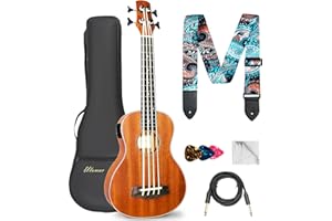 Ulumac Bass Ukulele, 30 inch Mahogany Ubass for Professionals Beginner with Gig Bag Picks, P001W