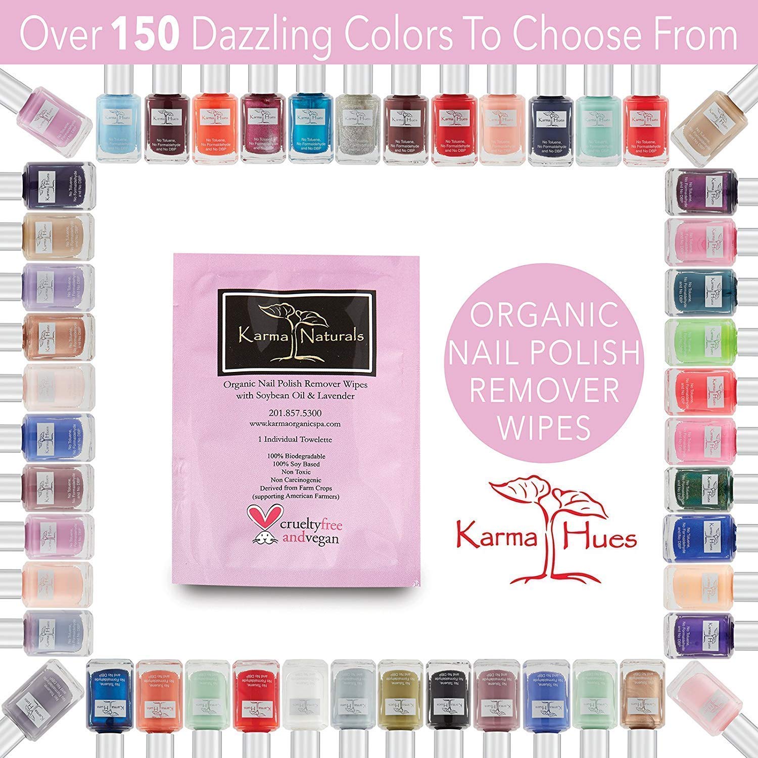 Karma Nail Polish Remover Wipes; Non-Toxic, Vegan, Cruelty-Free : Beauty