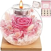 Birthday Gifts for Women,Eternal Preserved Real Rose with Scented Candle (Bergamot9Pcs+Rose9Pcs),Preserved Rose in Glass Dome, Christmas Valentine Mothers Day Gifts for Her Mom Girlfriend,Home Decor