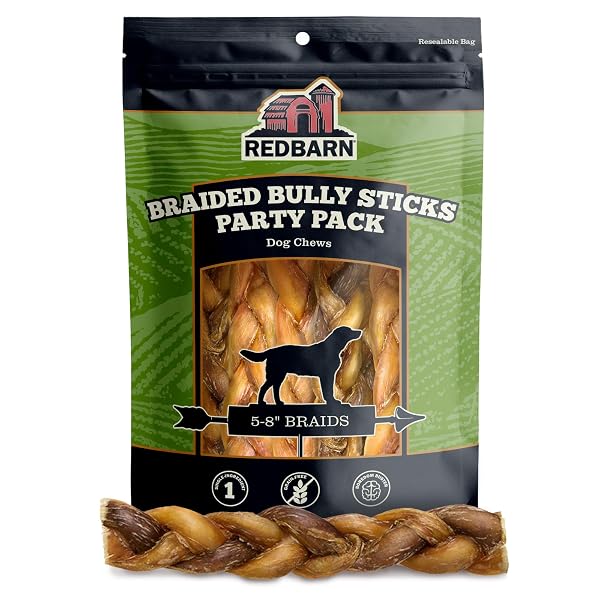REDBARN PET PRODUCTS ALL NATURAL 5″-8″ BRAIDED BULLY...