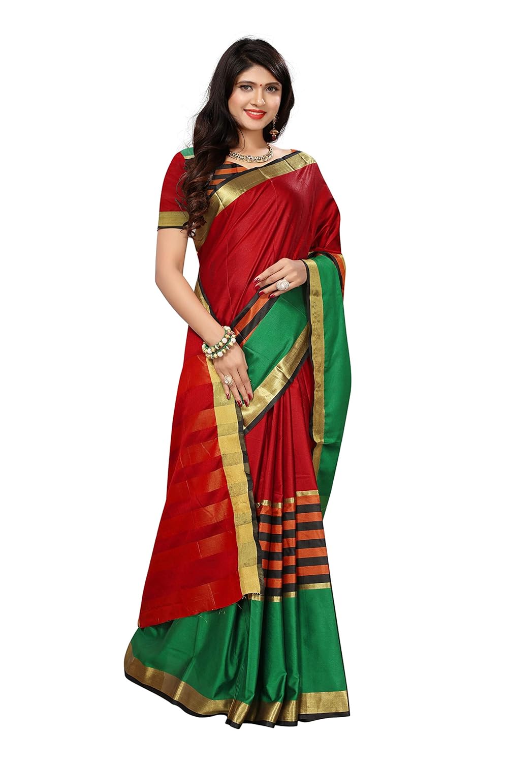 indira designer women's art silk with blouse piece saree