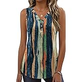 Zeagoo Tank Tops for Women 2026 Summer Top Henley Shirts Dressy Casual Loose Fit V-Neck Button Down Sleeveless Tshirt Blouse