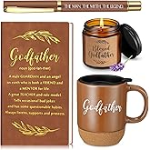Hushee 4 Pcs Godfather Gifts from Godchild, Godfather Proposal Gifts, Personalized God Father Cup Notebooks Scented Candles Ballpoint Pens for Men