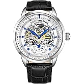 Stuhrling Original Mens Skeleton Automatic Dress Watch with Alligator Embossed Leather Strap Skeleton Dial