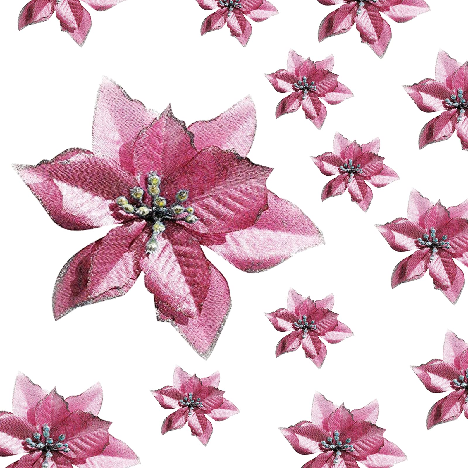 RB 20 Pcs Poinsettia Christmas Tree Ornaments Christmas Tree Decorative Silk Flower, Artificial Wedding Christmas Flowers Xmas Tree Wreaths Decor Ornament, 13cm/5inch