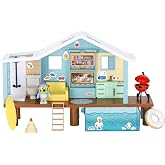 Bluey Beach Cabin Playset, 10-Inch, 10 Play Pieces, Goggles Figure | Convertible lounge/bedroom &amp; TV/bunk beds, 2.5in figure; toddler toy for kids ages 3+