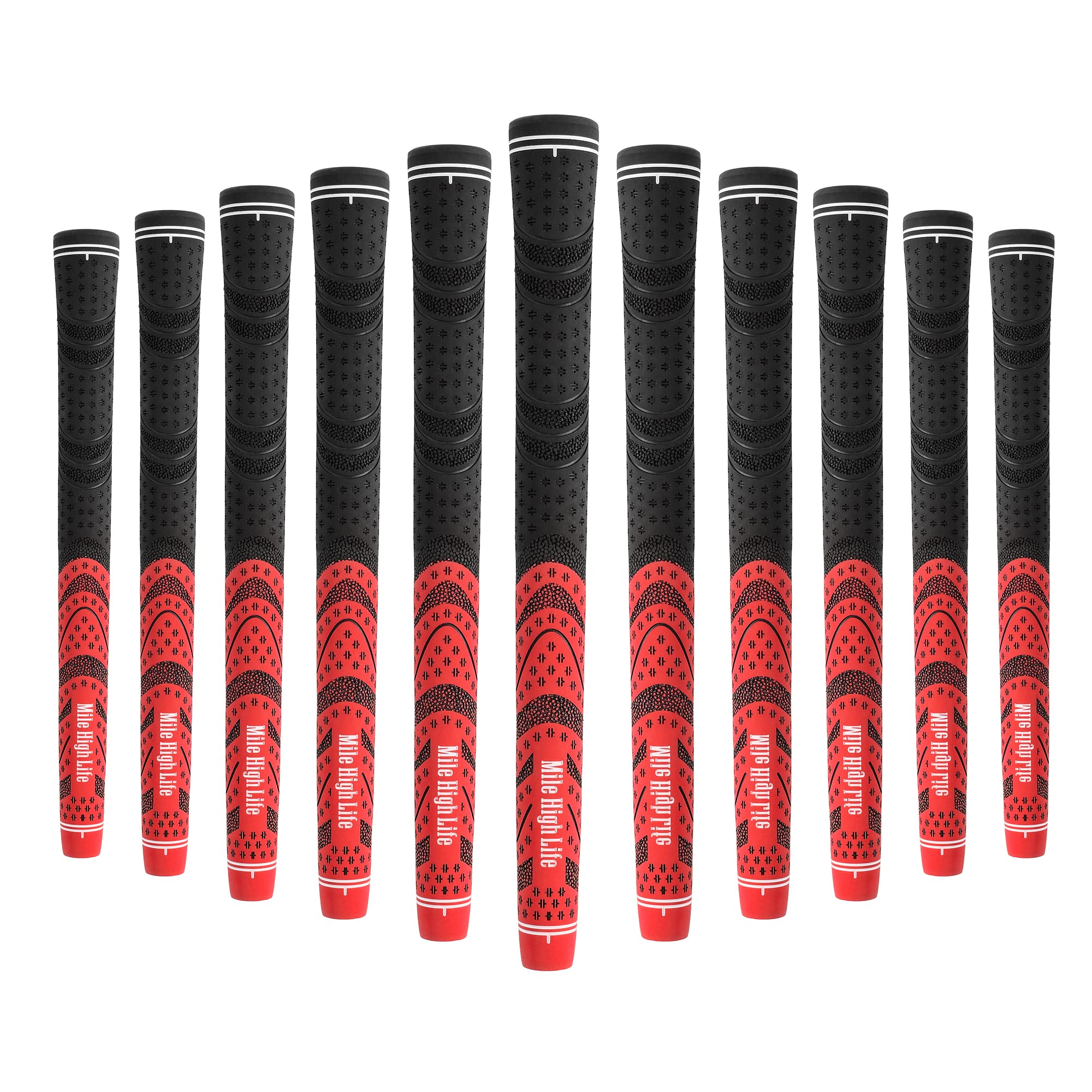 Mile High Life Golf Grips 13 Pack / 3 Pack - All-Weather Soft Rubber Golf Club Grips - High Shock Absorption, Enhanced Traction - Standard, Midsize & Jumbo Size (Core 0.58"-0.61")