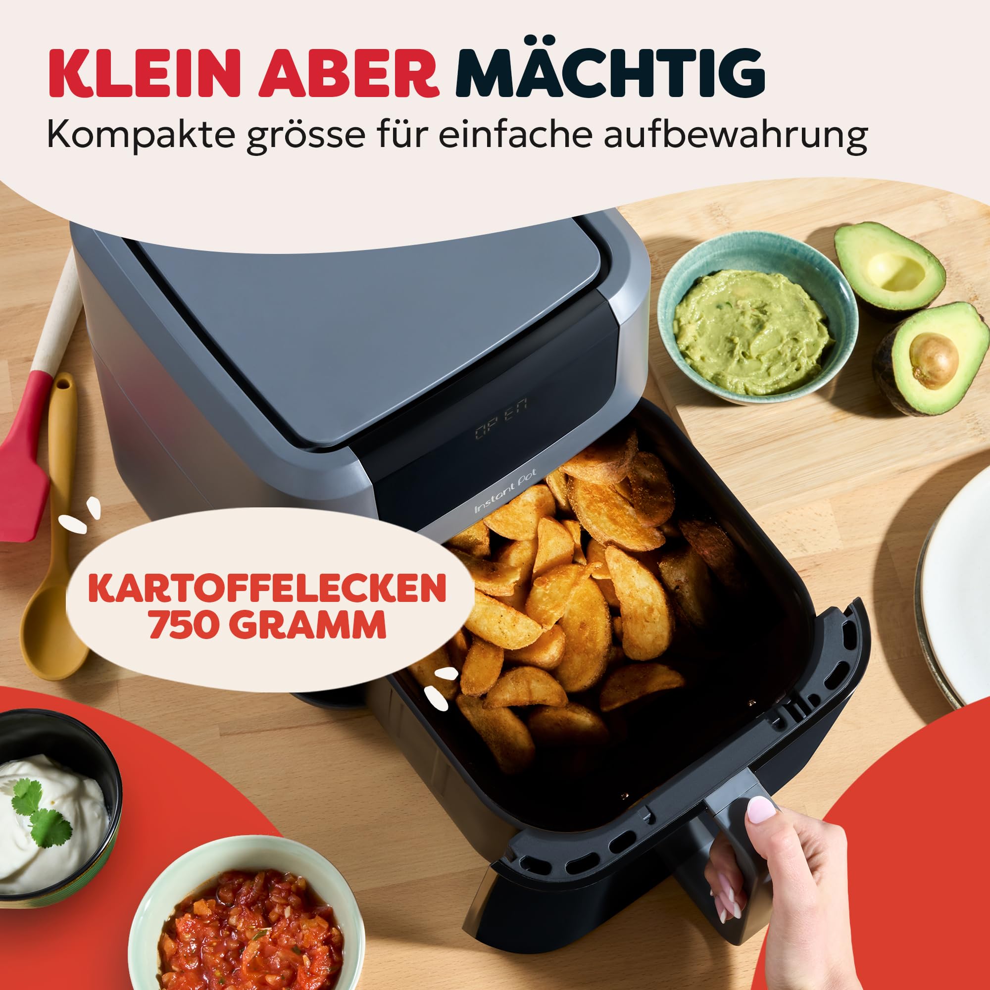 Instant Pot - Vortex Compact Truffle-Heißluftfritteuse - 5 l Korb, Familiengröße, 4 in 1 - Heißluftfrittieren, Dörren, Backen, Aufwärmen, Antihaftbeschichtung, Leicht zu reinigen, Spülmaschinenfest 5