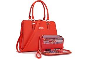Qiyuer Satchel Purses For Women Top Handle Bag Purse And Wallet Set Work Tote Bags 2pcs
