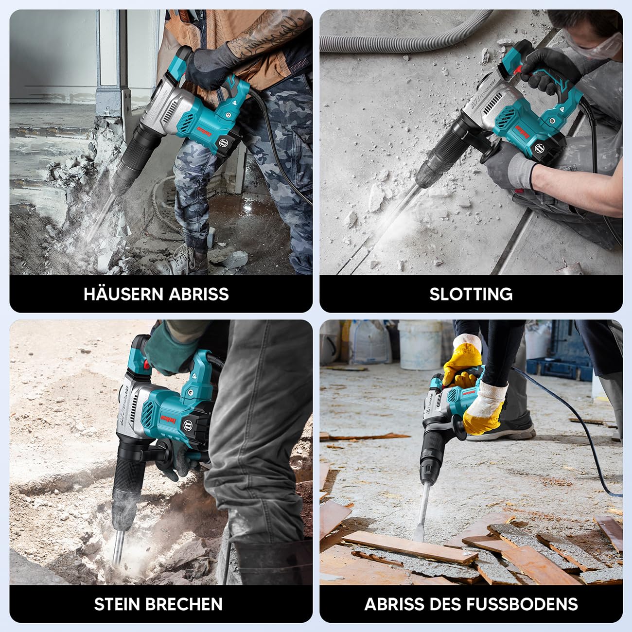 ENEACRO SDS-Max Abbruchhammer Stemmhammer für Beton, 1300W 20 Joule Schwerlast Elektrischer Schlaghammer, Vibration Kontrolle, Schale aus Aluminiumlegierung, Inklusive Werkzeugtasche und Meißels 7