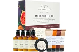 Woodbury & Co Airbnb Travel Shampoo and Conditioner Sets Body Wash Lotion & Soap, Guest Bathroom Essentials Size Toiletries K