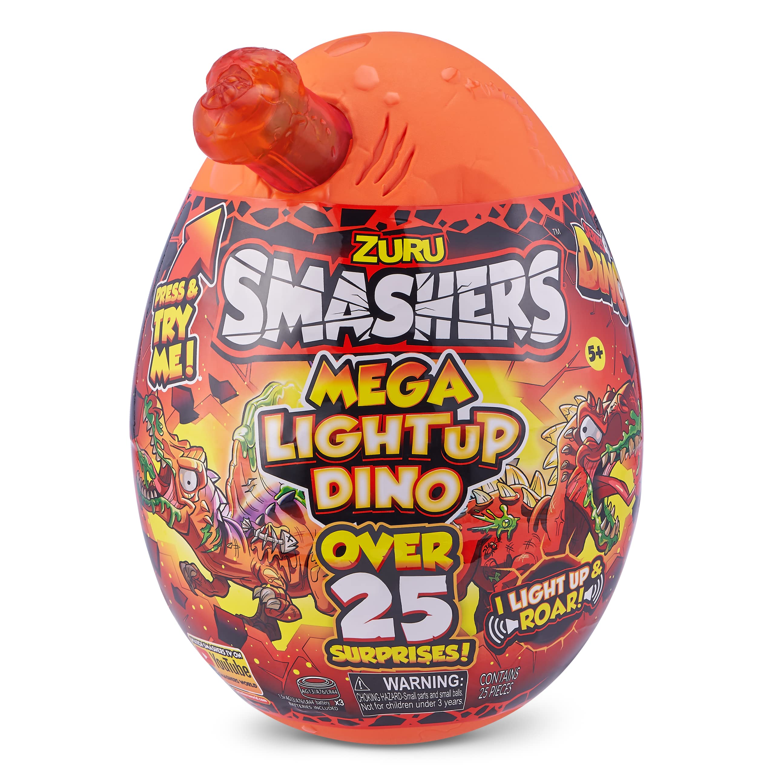 ZURU 7474 Smashers Mega Light UP Dino Giant Surprise Dinosaur Egg Buildable Dinosaur Collectible Dinosaur