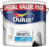 Dulux Matt Paint 6 L Pure Brilliant White Interior Walls Ceiling Paint