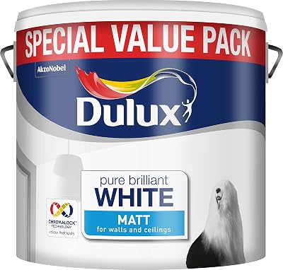 Dulux Matt Paint 6 L Pure Brilliant White Interior Walls Ceiling Paint