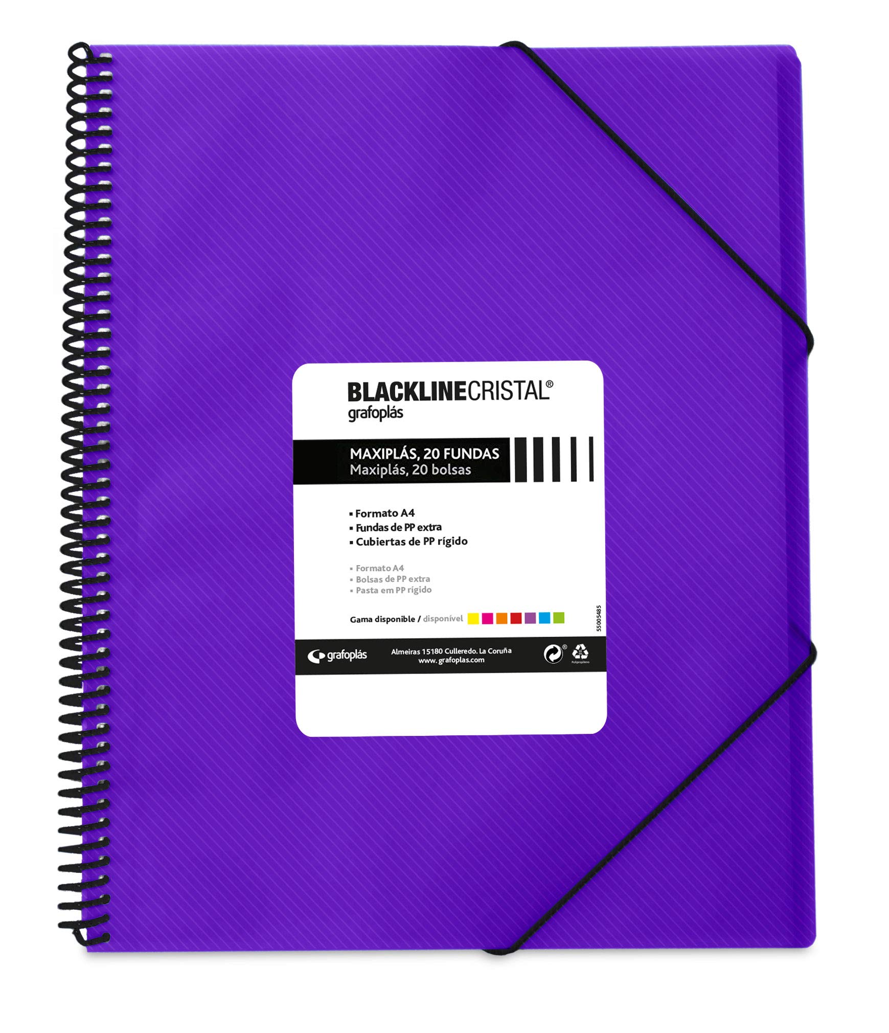 grafoplas 39832235 – Folder 20 Sleeves, PP, A4, Purple Lids