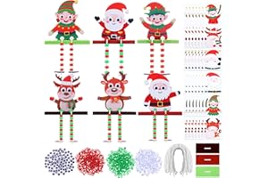 Blueweenly 24 Sets Christmas Beaded Ornament Kit for Kids Winter Crafts with Beads Felt Santa Claus Reindeer Elf Ornament Christmas DIY Craft Art Set for Christmas Table Mantle Party Favors Decoration