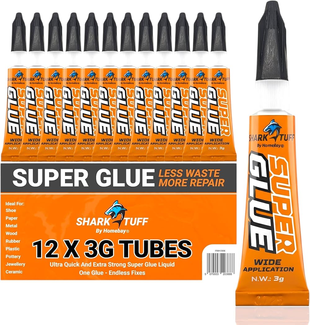Homebay 12 Pack Super Glue Gel All Purpose Fast Setting 3g Tubes