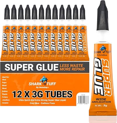 Homebay 12 Pack Super Glue Gel All Purpose Fast Setting 3g Tubes