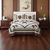 HUANXULISI California King Quilt red Boho Vintage Patchwork for King Size Bed - 100% Cotton Farmhouse Quilt(118x102Inch) with Star and Flower Pattern Bedding Sets | cotton