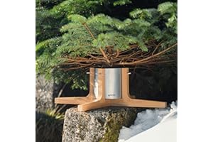 Tree Nest Christmas Tree Stand Base for 10ft Real Tree Sliver Christmas Tree Holder Stable for Xmas Decoration Rustic (Silver,Large)