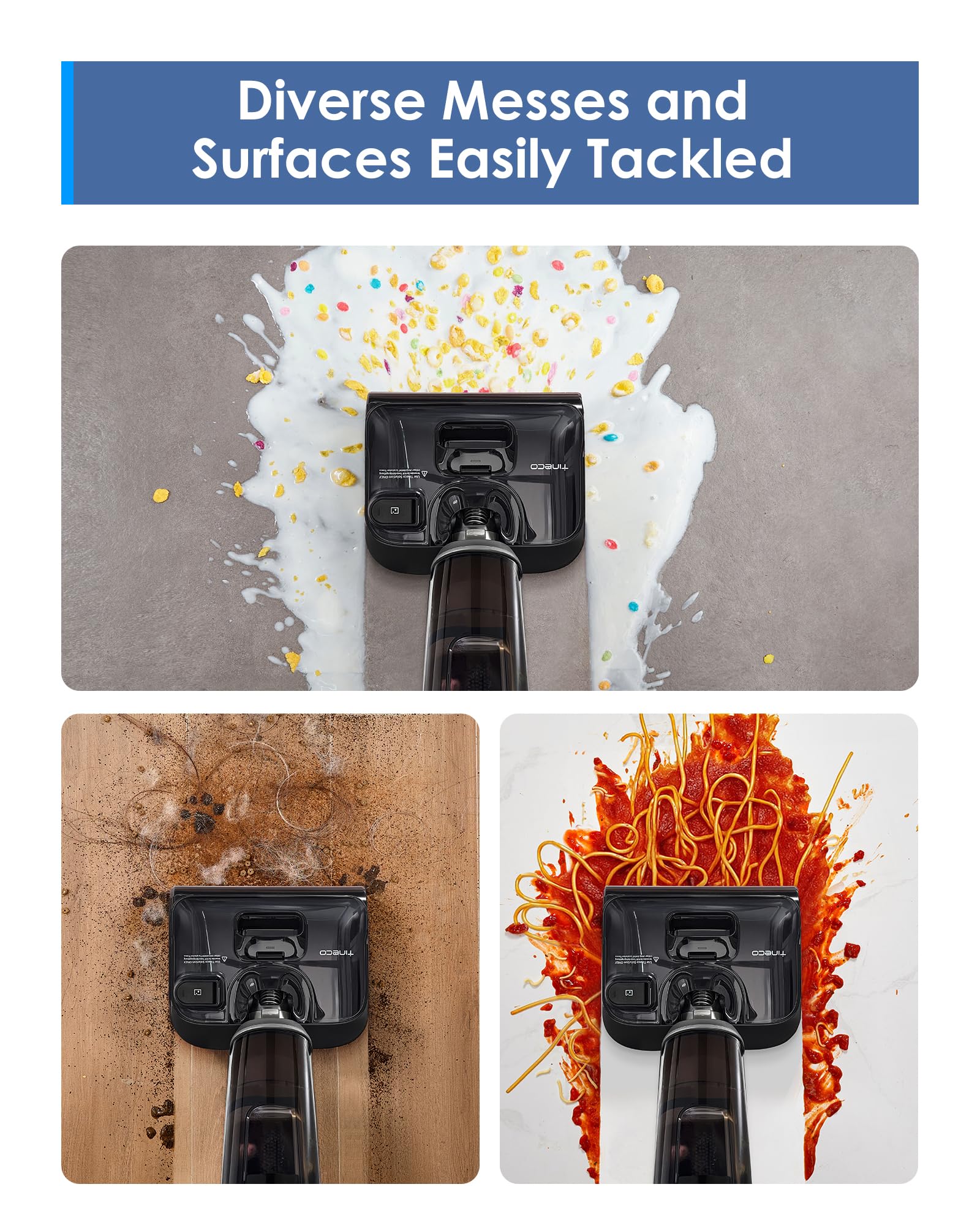 Tineco Floor ONE i6 Aspiradora elástica en seco y húmedo, aspiradora y trapeador todo en uno, succión potente de 20 kpa, hasta 40 minutos de tiempo de ejecución, posición plana de 180°, diseño antienredos, autolimpieza de recorrido completo y secado rápido de 185 ℉