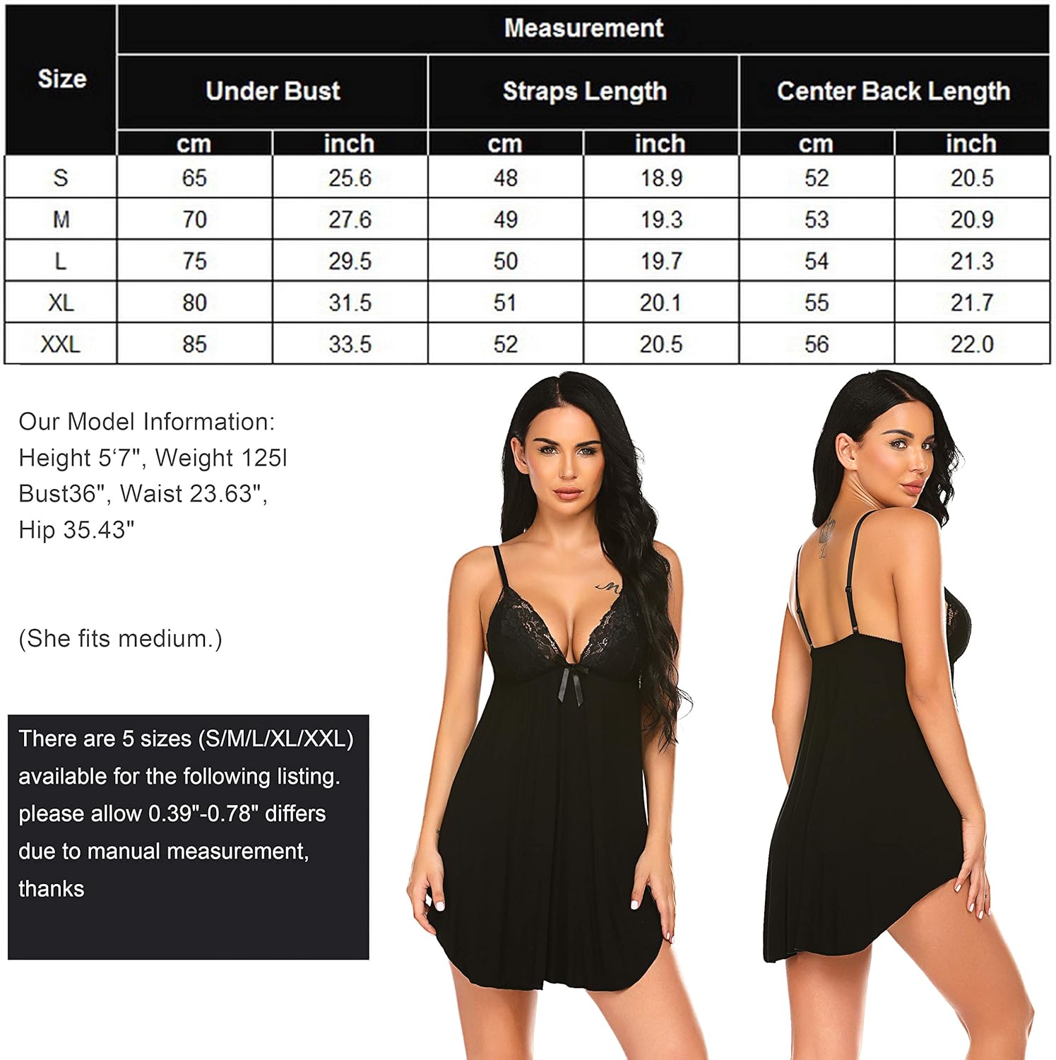 ADOME Women's Sleepwear Womens Chemise Nightgown Full Slip Lace Lounge Dress at  Women’s Clothing store