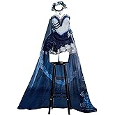 MEOWCOS Womens Gothic Dress Halloween Punk Dress Bride Dress Irregular Tube Dress with Tail Skirt and Veil