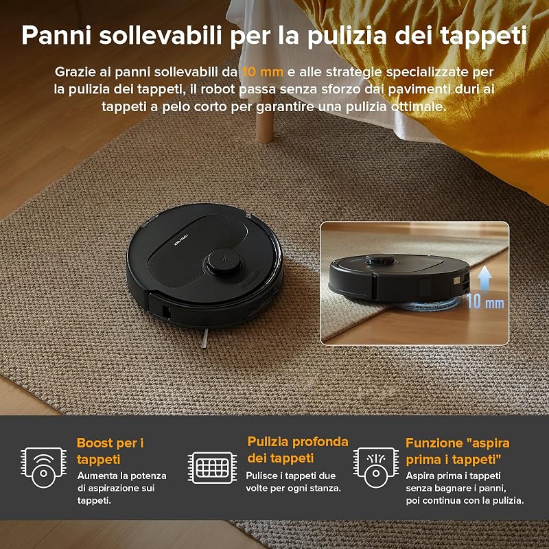 QV 35A Set Robot Aspirapolvere Lavapavimenti, Antigroviglio