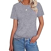 GKBK Womens Short Sleeve Cotton Shirts Crewneck Summer Tops Casual Cute Basic Tee Tshirt Spring Clothes Outfits Trendy