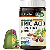 BIO KRAUTER Uric Acid Support Gummies - 60 Vegan Chews - Uric Acid Support w/Tart Cherry & Chanca Piedra 4:1 Extracts - Natural Kidney Supplement w/Milk Thistle and Turmeric