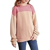 blibean Tween Girls Fall Long Sleeve Shirt Kid Color Block Tops Size 6-15 Years
