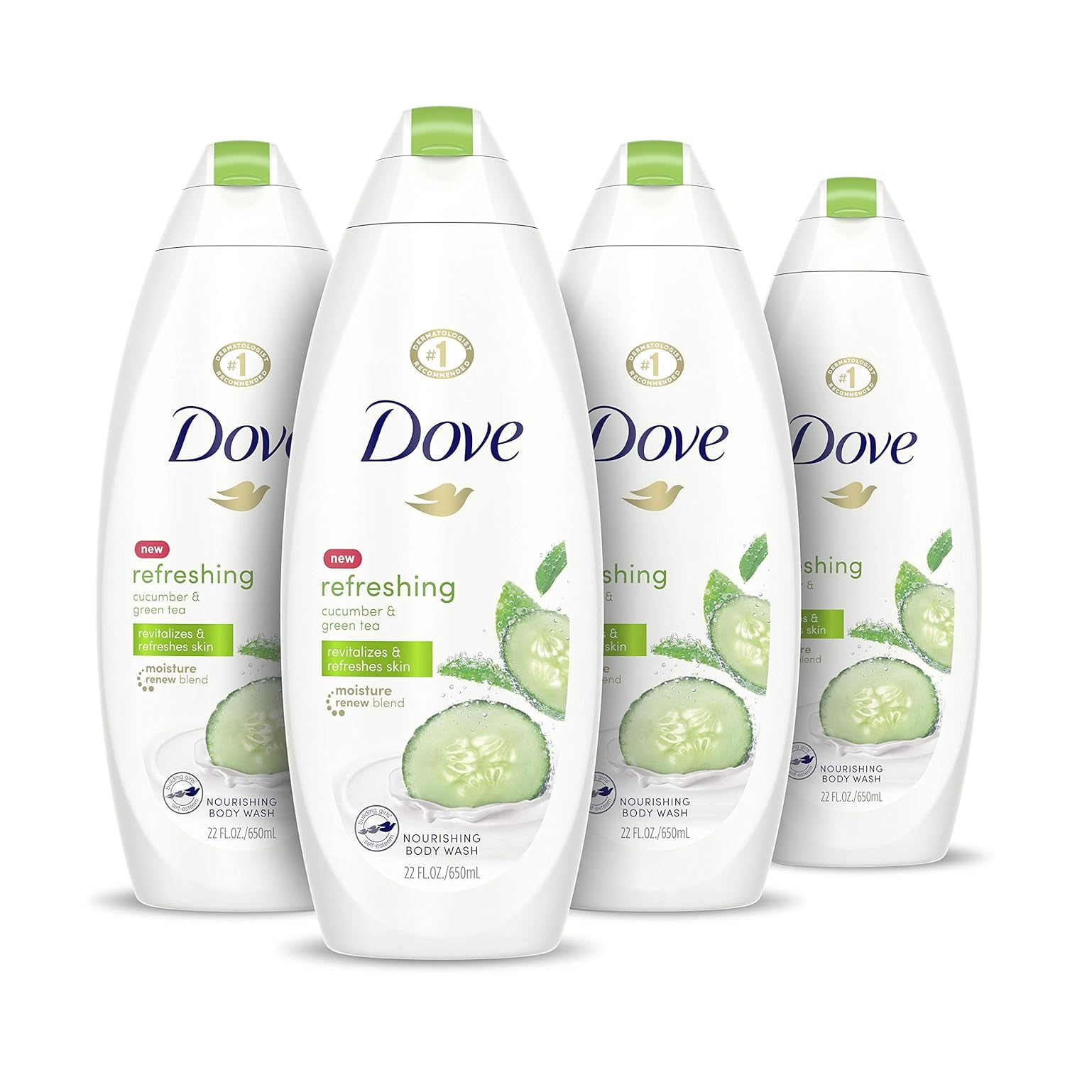 Dove go fresh Refreshing Body Wash Revitalizes and Refreshes Skin Cucumber and Green Tea Effectively Washes Away Bacteria While Nourishing Your Skin 22 oz, 4 Count