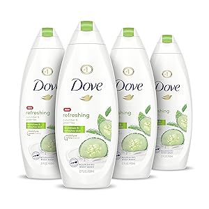 Dove go fresh Refreshing Body Wash Revitalizes and Refreshes Skin Cucumber and Green Tea Effectively Washes Away Bacteria While Nourishing Your Skin 22 oz, 4 Count